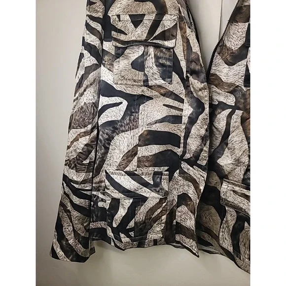 Women's 100% Silk Jacket Full Zip Zebra Print Animal colorful Sz 12 Large‎